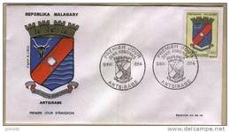 MADAGASCAR Série Armoiries:  Blason ANTSIRABE . Enveloppe 1er Jour, FDC -15/05/1964 - Madagascar (1960-...)