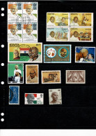 LOT DE 10 TIMBRES + DEUX BLOCS DE 4 - Mahatma Gandhi