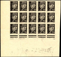 France Variétés  N°515 1f20 Pétain Essai En Noir Sur Rose Bloc De 15 (pli Sur 5ex)  Qualité:(*) - Zonder Classificatie