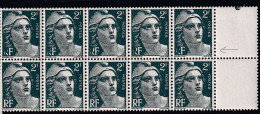 France Variétés  N°713 Bloc De 10 Dont 5 Timbres Avec" F" Au Lieu De"FR"  Qualité:** - Sin Clasificación