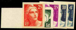 France Variétés  N°725/729  Marianne De Gandon 5 Valeurs Non Dentelées  Qualité:** - Non Classificati