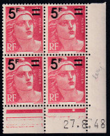 France Variétés  N°827 Bloc De 4 Coin Daté 2 Timbres 5f Dédoublé  Qualité:** - Ohne Zuordnung