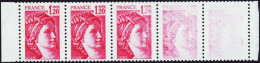 France Variétés  N°2059 Bande De 5 3 Timbres Impression Partielle  Qualité:** - Zonder Classificatie