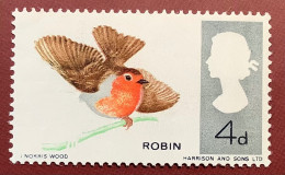GB 1966 British Birds VARIETY MISSING COLOUR On Robin SG 698j MNH** (Oiseaux Rouge-gorge Variété - Nuovi