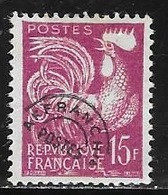 PREOBLITERE  -  TIMBRE N° 112    -   15  F  LILAS   COQ  GAULOIS   -  OBLITERE  -  1957 - 1953-1960