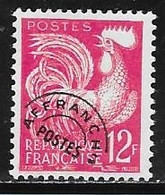 PREOBLITERE  -  TIMBRE N° 111     -   12  F  ROUGE CARMIN   COQ  GAULOIS  -  OBLITERE  -  1954 - 1953-1960