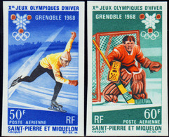 Saint Pierre Et Miquelon Non Dentelés Poste Aérienne N°40 /41 Jeux Olympiques  Grenoble 1968 2 Valeurs Qualité:** - Geschnittene, Druckproben Und Abarten