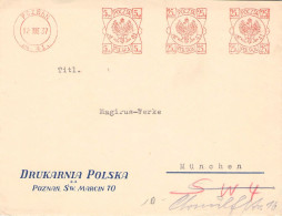 POLAND - FRAGMENT POZNAN 1937 - MÜNCHEN -METER- / 1232 - Briefe U. Dokumente