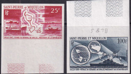 Saint Pierre Et Miquelon Essais De Couleur Poste Aérienne N°38 /39 Voyage Du Général De Gaulle 2  Valeurs  Qualité:** - Imperforates, Proofs & Errors