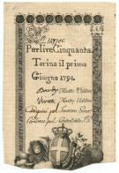 50 LIRE REGIE FINANZE TORINO REGNO DI SARDEGNA 01/06/1794 QFDS - Autres & Non Classés