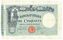 50 LIRE BARBETTI GRANDE L MATRICE LATERALE REGNO UMBERTO I 12/09/1896 MB+ - Regno D'Italia – Autres