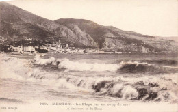 FRANCE - Menton - La Plage Par Un Coup De Mer - Carte Postale Ancienne - Cannes