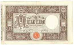 1000 LIRE BARBETTI GRANDE M MATRICE LATERALE TESTINA DECRETO 01/08/1917 BB - Otros