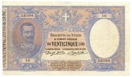 25 LIRE BIGLIETTO DI STATO EFFIGE VITTORIO EMANUELE III 23/03/1902 BB+ - Andere