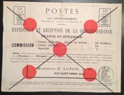 France 1871 Affiche Originale RRR ! Période Commune De Paris Agence Postale Lorin Timbre Poste Locale (fiscal Local Post - Guerra Del 1870