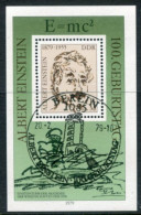 DDR / E. GERMANY 1979 Einstein Centenary Used.  Michel  Block 54 - Gebraucht