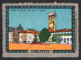 CLOCK TOWER Fountain Piazza Duomo Trentino ITALY Südtirol Tirol Austria Label Vignette Cinderella Germany Hamburg 1910 - Orologeria