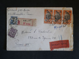 DC6 INDOCHINE BELLE LETTRE RECOM. RARE 1931 PAR AVION DALAT A PARIS FRANCE  VIA MARSEILLE + SURCHARGES CANTON ++  ++ - Cartas & Documentos