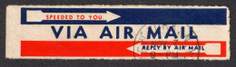 VIA AIR MAIL Par Avion Vignette USA America -  Used LABEL - Postmark NEW YORK - Andere & Zonder Classificatie