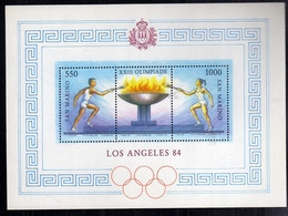 REPUBBLICA DI SAN MARINO 1984 OLYMPIC GAMES OLIMPIADI GIOCHI OLIMPICI LOS ANGELES BLOCCO FOGLIETTO SET BLOCK SHEET MNH - Unused Stamps