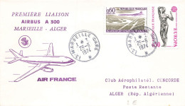 POSTE AERIENNE. PREMIER VOL. AIR FRANCE AIRBUS A 300 MARSEILLE ALGER - Autres & Non Classés