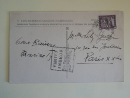 DC6 INDOCHINE BELLE CARTE  1938   ANGKOR  A PARIS FRANCE ++AFF. INTERESSANT+  ++ - Briefe U. Dokumente