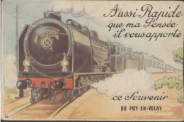 43 PUY EN VELAY - AUSSI RAPIDE QUE MA PENSEE IL VOUS APPORTE CE SOUVENIR DU PUY-EN-VELAY - Carte à Système - RCPA 03 - Le Puy En Velay