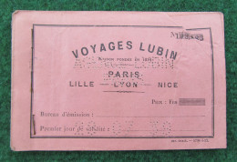 Carnet Délivré En 1939 - Voyages Lubin - Bureau D'émission Kuoni à Paris - Ferrocarril