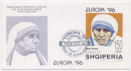 Mother Teresa, Saint, Religion, Peace, Nobel Prize, Famous Women, IMPERF MS Albania Official FDC - Madre Teresa