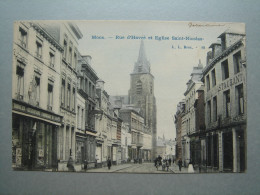 Mons - Rue D'Havré Et Eglise Saint Nicolas - L. L. Brux. - 12 - Colorisée - Mons