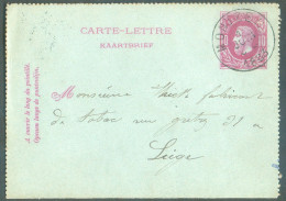 CANTONS De L'EST - E.P. Carte-lettre 10c.(datée MORESNET)  Obl. Sc MONTZEN 1 Juin 1883 Vers Liège -  21592 - Postbladen