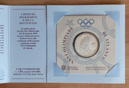 1996 Olimpiadi Atlanta 1.000 Lire UNC 1000 - 0,39 Oz Of Pure Silver - 500 Liras