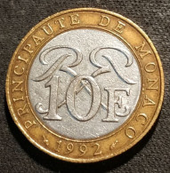 MONACO - 10 FRANCS 1992 - Bimétallique - KM 163 - 1960-2001 Francos Nuevos