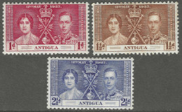 Antigua. 1937 KGVI Coronation. MH Complete Set. SG 95-97 - 1858-1960 Crown Colony