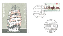 Germany:FDC, 750 Years Kiel, Sailing Ship, 1992 - 1981-1990