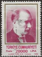 TURKEY 1993 Kemal Ataturk  - 20000l. - Mauve And Gold FU - Used Stamps