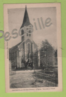 86 VIENNE - CP ANIMEE CAVALIER VOUNEUIL SUR BIARD - L'EGLISE - VUE PRISE A L'OUEST - JULES ROBUCHON PHOT POITIERS N° 819 - Vouneuil Sous Biard