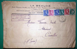 N°406 + 407 X2 + 411 + 412 + 488 MERCURE CERES ENVELOPPE PUB TARIF IMPRIME LA BEAUCE ASSURANCES ST JULIEN EN GENEVOIS - 1938-42 Mercurius