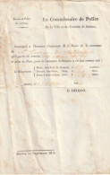 SAINTES : Fixation Du Prix Du PAIN Pour La Commune Et Les Cantons De Saintes. - 1800 – 1899