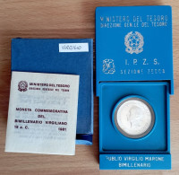1981 Virgilio 500 Lire UNC 1 - 0,30 Oz Of Pure Silver - 500 Lire