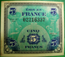 BILLET 5 Francs FRANCE 1944 DRAPEAU   French Banknote FRANCE  WW2 DEBARQUEMENT - 1944 Drapeau/France