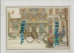 Traineau à Cheval Dans Un Village Enneigé. Signée Anton Pieck. Carte De Voeux. 11,5/16,5 Cm - Pieck, Anton