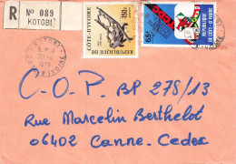 LETTRE. COTE D'IVOIRE. RECOMMANDE KOTOBI POUR FRANCE - Côte D'Ivoire (1960-...)