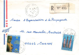 LETTRE. COTE D'IVOIRE. RECOMMANDE ABIDJAN POUR FRANCE - Côte D'Ivoire (1960-...)
