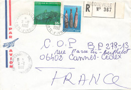 LETTRE. COTE D'IVOIRE. RECOMMANDE JACQUEVILLE POUR FRANCE - Côte D'Ivoire (1960-...)