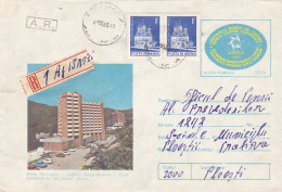 BAILE HERCULANE- HEALTH RESORT, HOTELS, CARS, REGISTERED COVER STATIONERY, ENTIER POSTAL, 1980, ROMANIA - Hotels- Horeca