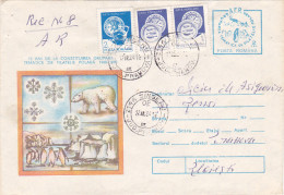 POLAR PHILATELIC EXHIBITION, POLAR BEAR, PENGUINS, REGISTERED COVER STATIONERY, ENTIER POSTAL, 1983, ROMANIA - Eventos Y Conmemoraciones