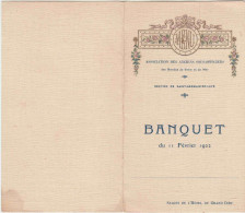 Menu. Banquet. Association Des Anciens Sous-Officiers, Armées De Terre Et De Mer. Saint Germain En Laye. Février 1922 - Menus