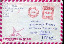 78028 Perù, Red Meter Freistempel Ema, 1996 Trujillo,  Cover To Italy - Perù