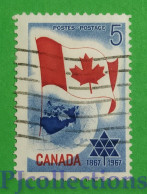 S482 - CANADA 1967 BANDIERA - FLAG 5c USATO - USED - Used Stamps